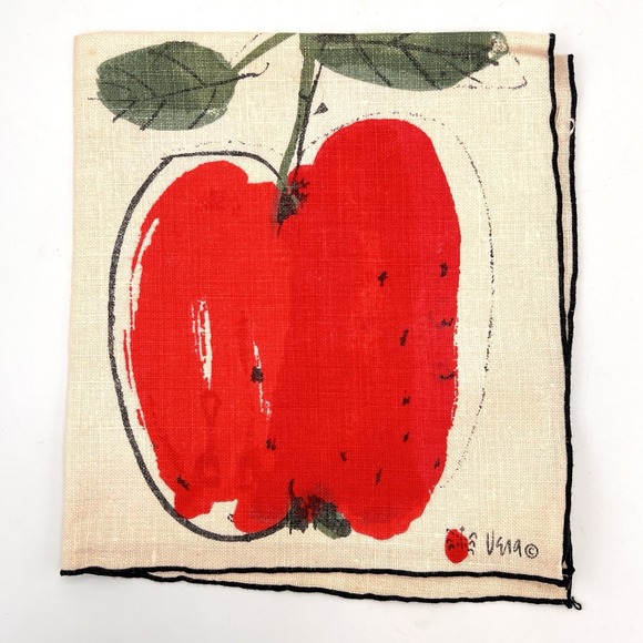 Vintage Vera Neumann Red Apple Linen Cotton napkins Set of 4 - Picture 11 of 12